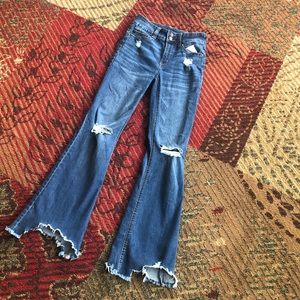 Rewash high rise flare leg distressed fray hemmed jeans size 3 / 26